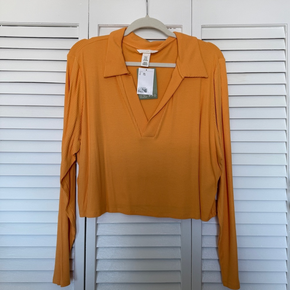 H&M Ribbed Orange Long Sleeve Top